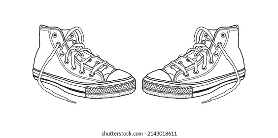 Sneakers Outline Isolated Vector Illustration Shoe Stock Vector ...