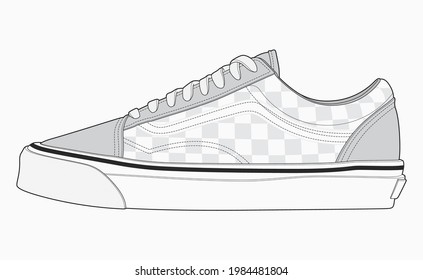 Sneakers Outline Vector Drawing Black Contour Stock Vector (Royalty ...