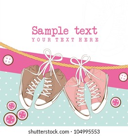 sneakers over cute background and space for copy. vector