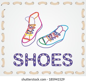 sneakers painted with colored lines