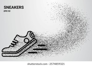 Sneakers of particles. Sneakers consists of small circles. Vector illustration.