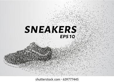 Sneakers of the particles. Sneakers consists of small circles and dots. Vector illustration