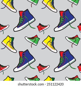 Sneakers pattern on light grey background 