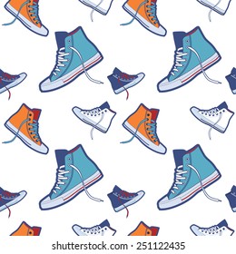 Sneakers pattern on white background 