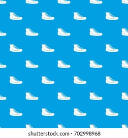 Sneakers pattern repeat seamless in blue color for any design. Vector geometric illustration