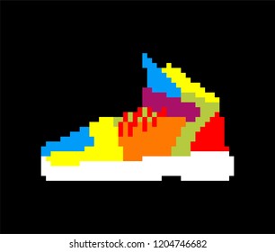 Sneakers pixel art. Sports shoes 8 bit. Vector illustration