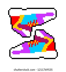 Sneakers pixel art. Sports shoes 8 bit. Vector illustration