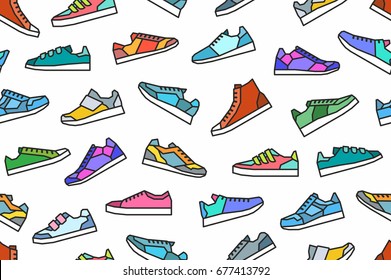 Sneakers seamless pattern