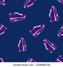 Patrón sin fisuras de las zapatillas. Antecedentes de la ropa . Textura repetida en forma de doodle para tela, papel envolvente, papel pintado, tejido. Ilustración vectorial.