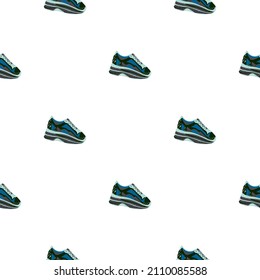 Sneakers seamless pattern. Background of clothing . Repeated texture in doodle style for fabric, wrapping paper, wallpaper, tissue. Vector illustration.