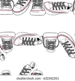 Sneakers seamless pattern vector.