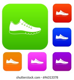 Sneakers set icon in different colors isolated vector illustration. Premium collection
