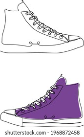 Sneakers set in one line drawing. Minimalist art. Vector illustration.