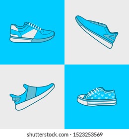 Sneakers sets in modern flat art