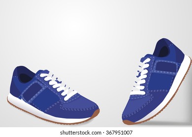 Sneakers with shadow on a white  background