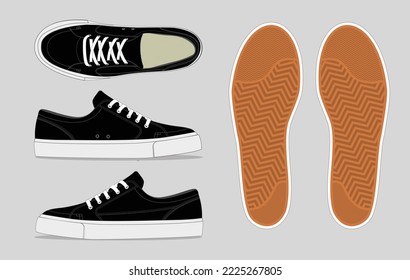 Sneakers shoe concept design and high detail view from the side  top  insole  bottom sole