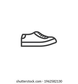 Sneakers shoe line icon. Gumshoe linear style sign for mobile concept and web design. Sport shoes outline vector icon. Symbol, logo illustration. Vector graphics