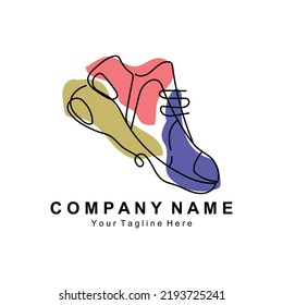 Sneakers Shoe Logo Design, vector illustration of trending youth footwear, simple funky concept