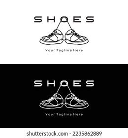 Diseño del logotipo de zapato de zapatillas de zapatillas, ilustración vectorial del calzado juvenil de tendencia, concepto simple de funky