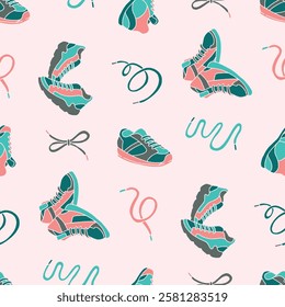 Sneakers Shoelaces Shoes Vector Seamless Pattern illustration Design