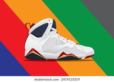 Sneakers Shoes with Colorful Vector, Olympic, AJ, Basketball Shoes, Drawing, Jordan 7