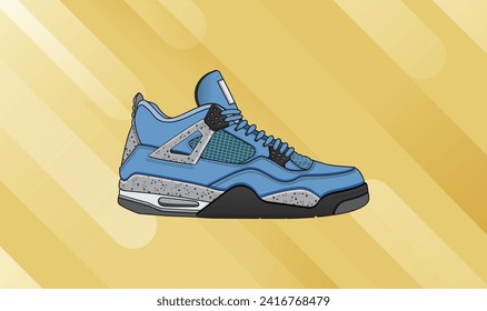 Sneakers Shoes with Colorful Vector, University Blue, AJ, Basketball Shoes, Drawing, Jordan