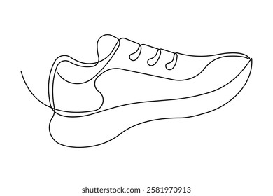 Sneakers shoes continuous one line art drawing of casual shoe design vector illustration