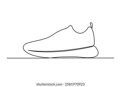 Sneakers shoes continuous one line art drawing of casual shoe design vector illustration