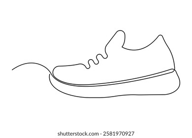 Sneakers shoes continuous one line art drawing of casual shoe design vector illustration
