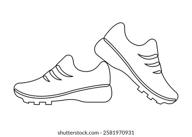 Sneakers shoes continuous one line art drawing of casual shoe design vector illustration
