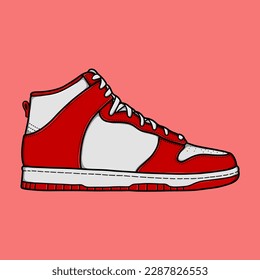 Sneakers Shoes High Red-White Vector