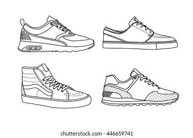 Sneakers shoes icons set