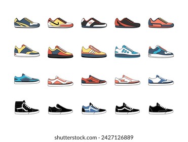 Sneakers Shoes Illustration Element Set