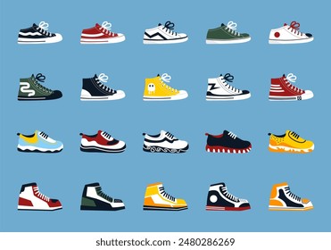 Sneakers Shoes Illustration Element Set