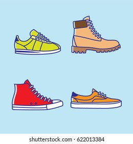 sneakers and shoes minimal vector set