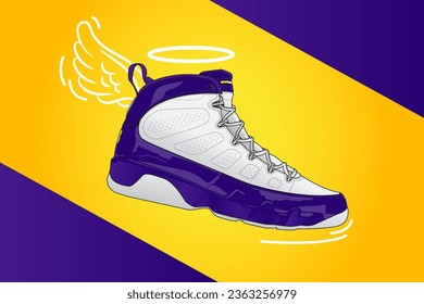 Sneakers Shoes Purple White Color Vector