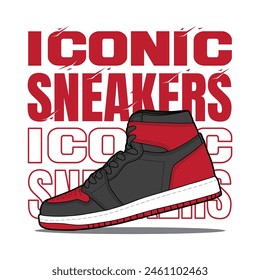 Zapatillas deportivas con tipografía de letras de eslogan fuente personalizada para camiseta streetwear. Camiseta de zapatillas de deporte diseño hipster logo icono ilustración