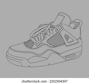 Sneakers Shoes for Teenagers and Basketball Player Line Art