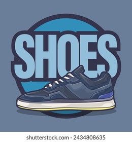 Sneakers shoes vector art with flat illustration style