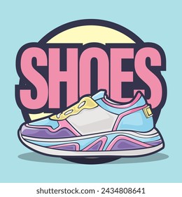 Sneakers shoes vector art with flat illustration style