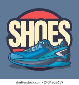 Sneakers shoes vector art with flat illustration style
