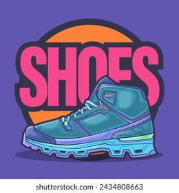 Zapatos de zapatillas de deporte vector de arte con estilo de ilustración plana