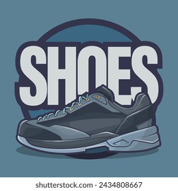 Sneakers shoes vector art with flat illustration style