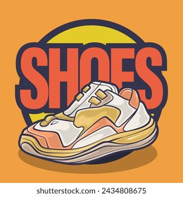 Zapatos de zapatillas de deporte vector de arte con estilo de ilustración plana