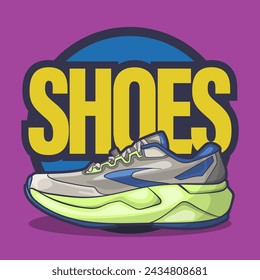 Sneakers shoes vector art with flat illustration style