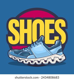 Sneakers shoes vector art with flat illustration style