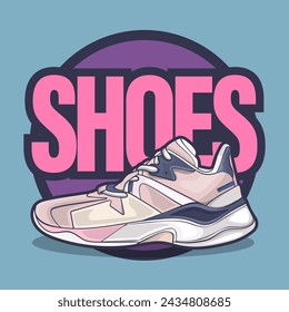 Sneakers shoes vector art with flat illustration style
