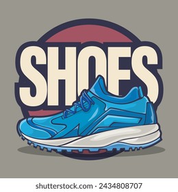 Sneakers shoes vector art with flat illustration style