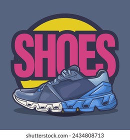 Sneakers shoes vector art with flat illustration style