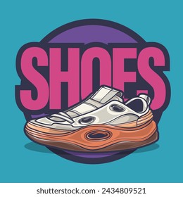 Sneakers shoes vector art with flat illustration style
